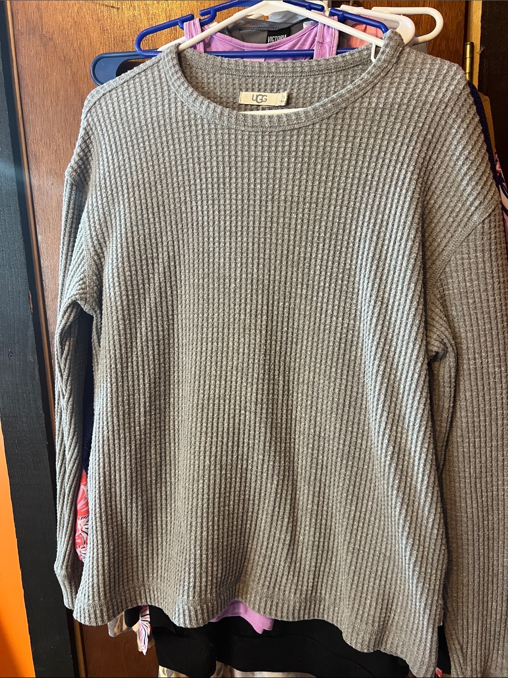 UGG Grey Ribbed Waffle Crewneck Sweater